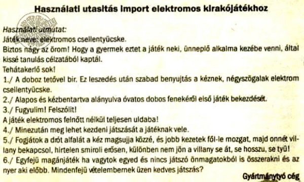 falragaszok elektromos csellentyűcske