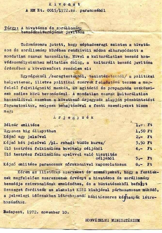 csúnya beszéd ára